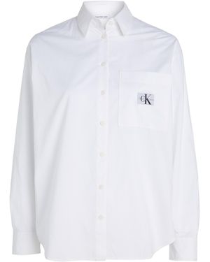 Calvin Klein Jeans Woven Label Relaxed Shirt J20J222610 Top in Tessuto - Bianco