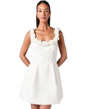 Coast Square Neck 3d Flower Crepe Bridal Mini Dress - White