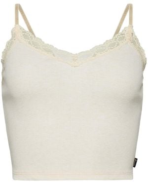 Superdry Vintage Rib Lace Trim Cami Top Shirt - White
