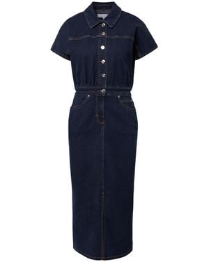 Comma, Tailliertes Kleid aus elastischem Denim blau 42