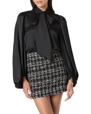 The Drop 's Mindy Volumunious Sleeve Bow Blouse - Black