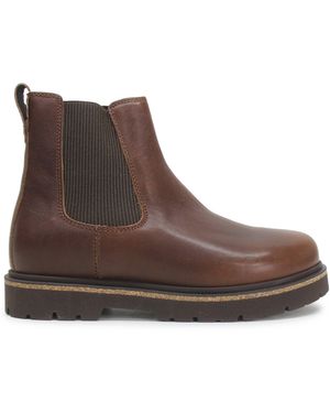 Birkenstock S Highwood Slip On Mid Natural Leather Chocolate Boots 7 Uk - Brown