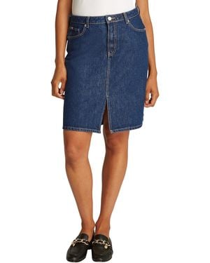 Tommy Hilfiger Jupe en Denim Straight Ace Longueur Genoux - Bleu