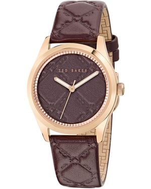 Ted Baker Coolly Burgundy Leather Strap Watch - Grey