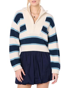 The Drop 's Russel Stripe Half Zip Sweater - Blue