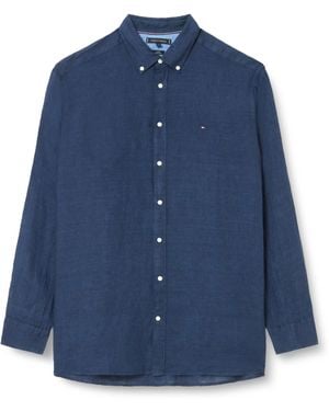 Tommy Hilfiger Bt-pigmt Dyed Li Solid Rf Shrt-b Mw0mw36114 Casual Shirts - Blue