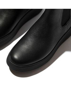 Fitflop F-mode Stitch Warm Tumbled-leather Chelsea Boots - Black