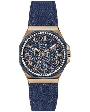 Guess Multi Dial Quarz Watch With Leather Strap Gw0753l5 - Blue
