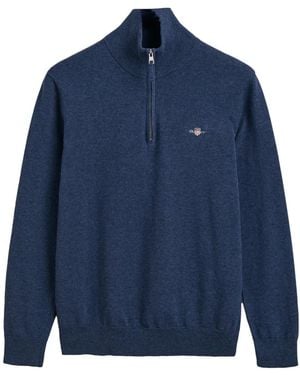 GANT Classic Cotton Halfzip Pullover - Blau