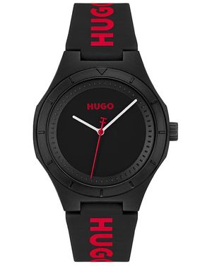 HUGO Analog Quarzuhr für Kollektion #LIT for HIM mit Silikonarmband Silikonarmband - 1530343 - Schwarz