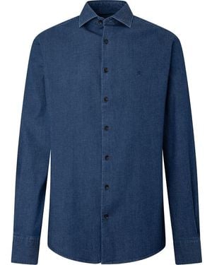 Hackett Dark Stretch Denim Shirt - Blue