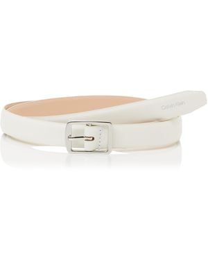 Calvin Klein Classic Square Buckle 2.0 Cm Leather Belt - Black