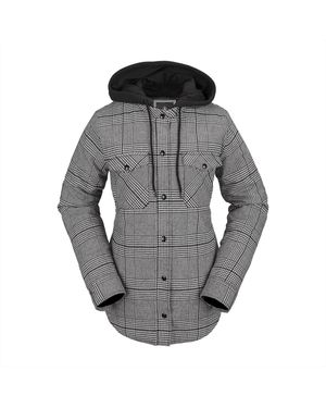 Volcom Standard Insulated Flannel Hooded Snowboard Ski Shirt Jacket - Gray
