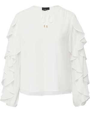 S.oliver Leichte Chiffonbluse mit Rüschenärmeln Ecru 48 - Weiß