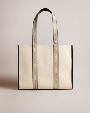 Ted Baker London Georjey Branded Webbing Canvas Tote - Natural
