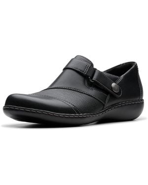 Clarks Ashland Gem Leather Slip On Loafers - Black