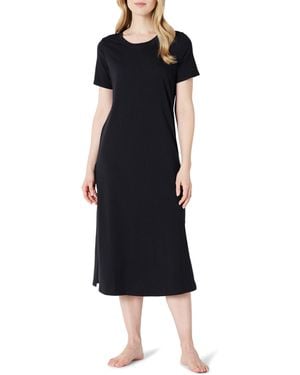 Amazon Essentials Camicia da Notte a iche Corte in Morbido Misto Cotone Donna - Nero