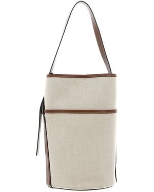 Furla Lido Beuteltasche S Toni Cognac Doppellagiger Canvas + Weiches Kalbsleder Damen - Braun