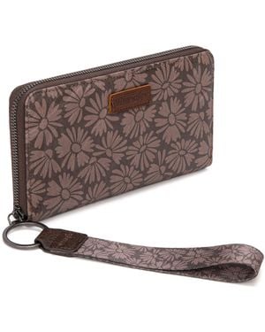Wrangler S Wallet Wristlet Long Purse Clutch Large Capacity - Brown