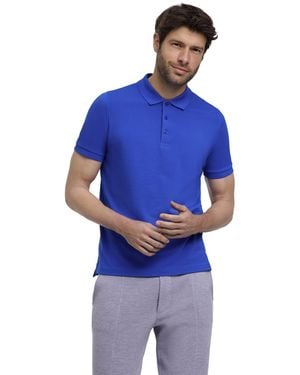 FALKE Polohemd Basic Polo Shirt Piqué M Pl Baumwolle weich hautfreundlich bequem sehr leicht 1 Stück - Blau
