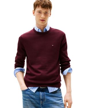 Tommy Hilfiger Pullover Essential Cotton mit Rundhalsausschnitt - Rot