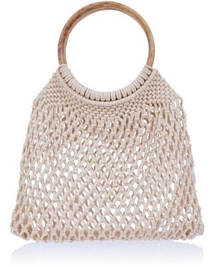 S.oliver Makramee-Shopper mit Holzgriff - Pink