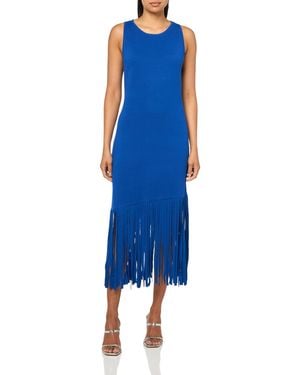 Anne Klein Asymmetric Fringe Dress - Blue