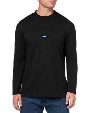 HUGO Small Patch Logo Long Sleeve T-shirt - Black