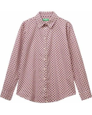 Benetton Camicia 5q6sdq0ay Hemd - Pink
