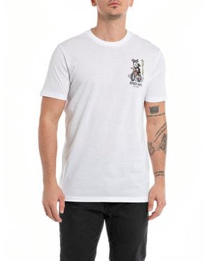 Replay T-Shirt Kurzarm Rundhalsausschnitt mit Backprint - Weiß