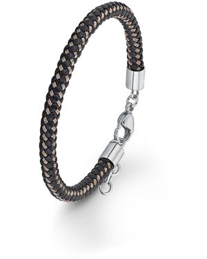 S.oliver Armband lackiert Edelstahl Leder 22 cm - Braun