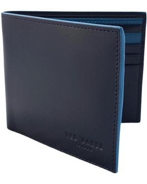 Ted Baker Halfan Rfid Blocking S Glossy Leather Bifold Wallet In Black - Blue