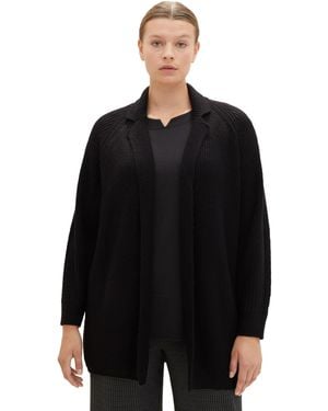 Tom Tailor Plussize Cardigan Strickjacke mit Struktur - Schwarz