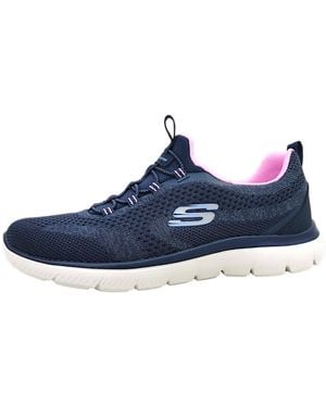 Skechers , Cumbre Nueva Naturaleza Mujer, Ribete de bígaro Rosa de Punto Azul Marino, 37.5 EU