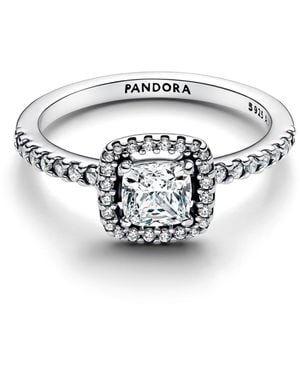 PANDORA Bague pour en Argent carré Scintillant auréole 193555C02 - Blanc