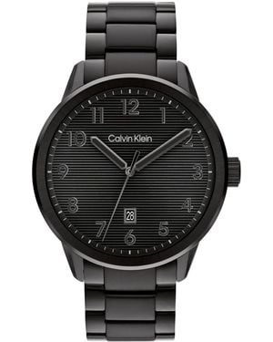 Calvin Klein Reloj con Movimiento de Cuarzo de Tres Manecillas para Hombre Colección Minimalistic Pilot con Correa de Acero - Negro