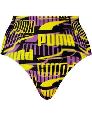 PUMA Swim Printed High Waist Brief 1p - Geel