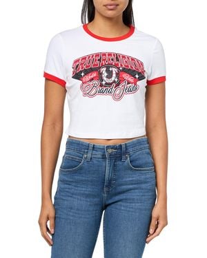 TRUE RELIGION Crystal Contrast Ringer Tee - Blue