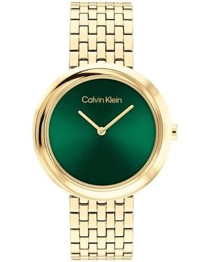 Calvin Klein Orologio Con Movimento Al Quarzo A Due Lancette da Donna Collezione TWISTED BEZEL con Cinturino in Acciaio - Metallizzato