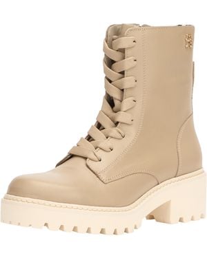 Tommy Hilfiger Vrouwen Chic Mid Heel Lederen Lace-up - Naturel