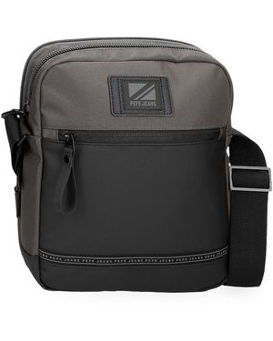 Pepe Jeans Stratford Borsa a tracolla Portatile Grigio 22x27x8 cm Poliestere - Nero