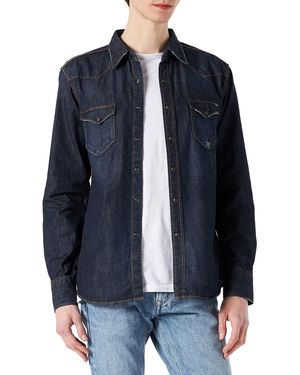 Replay Jeanshemd Langarm aus Baumwolle - Blau