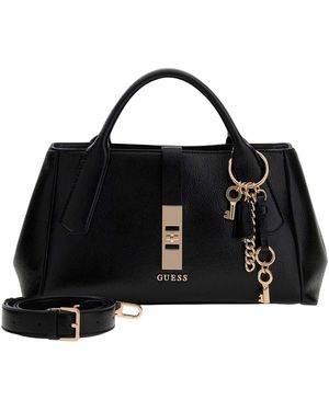Guess Handtasche Umhängetasche Brooke High Society Satchel Black schwarz