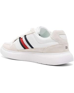 Tommy Hilfiger Light Cupsole Leather Mix Stripes Trainers - White