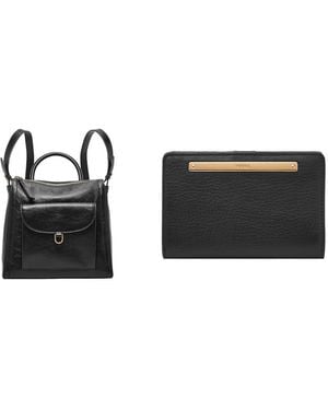 Fossil Parker Sac en cuir noir et portefeuille Liza
