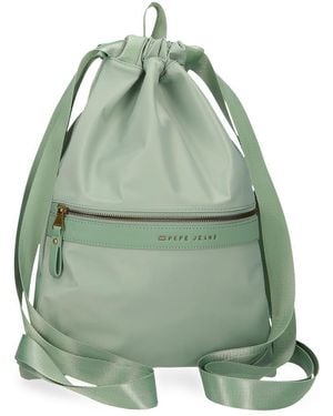 Pepe Jeans Morgan Sac à Dos pour Ordinateur Portable 15,6 Pouces Vert 29 x 41 x 14 cm Polyester avec détails en Cuir synthétique 17,22 l by