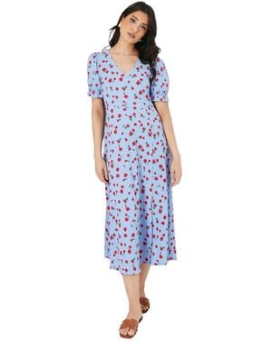 Dorothy Perkins Rose V Neck Short Sleeve Jersey Midi Dress - Blue