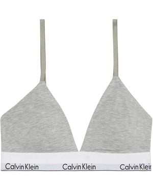 Calvin Klein 's Lightly Lined Triangle Bra With Logo Band - Grey