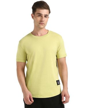 Calvin Klein T-Shirt Kurzarm Badge Turn Up Sleeve Rundhalsausschnitt - Grün