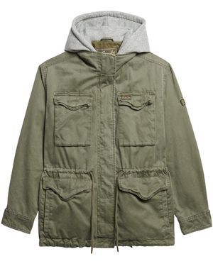 Superdry Jersey-Jacke im Militärstil mit Kapuze Schnittlauchgrün 38